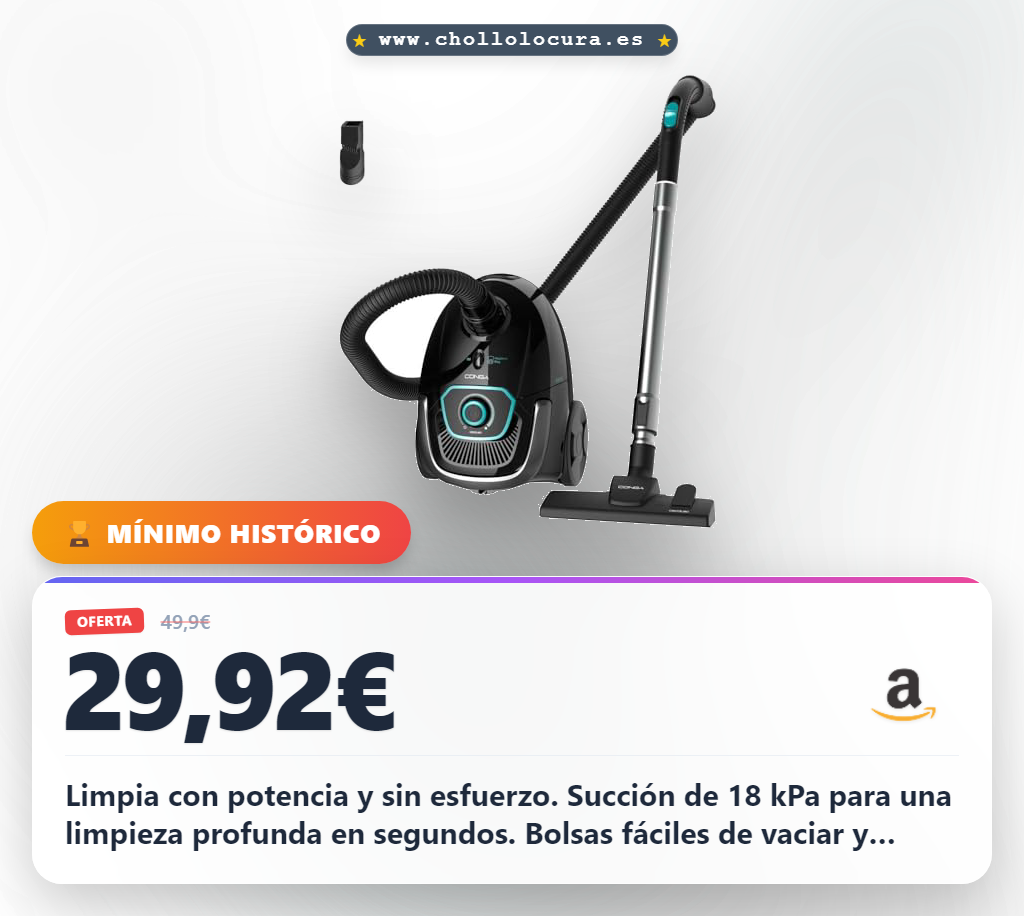 Compra el aspirador de trineo Cecotec con succión de 18 kPa y bolsas de 2,5 L. Limpia tu casa al mejor precio.