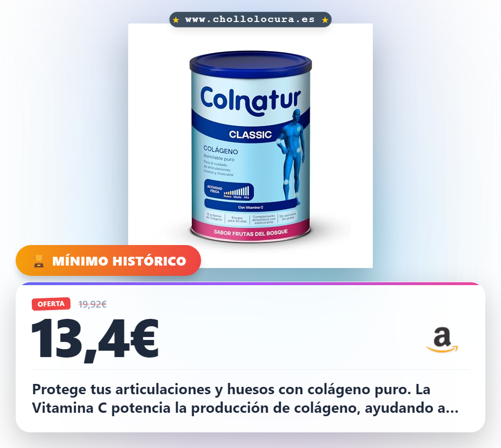 Aprovecha el colágeno con Vitamina C para huesos y articulaciones al mejor precio de chollo