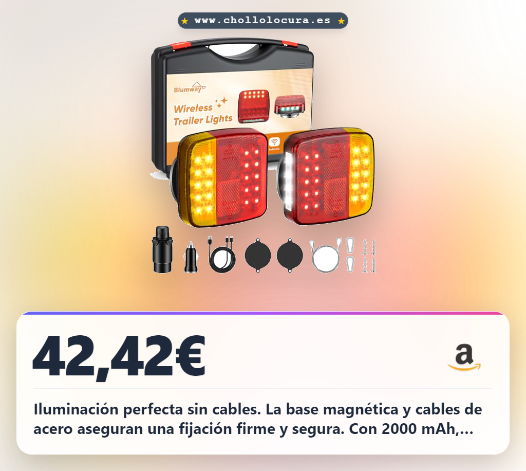 Aprovecha kit luces magnéticas inalámbricas IP67 para remolques con transmisor 2.4 GHz y batería de 2000 mAh.