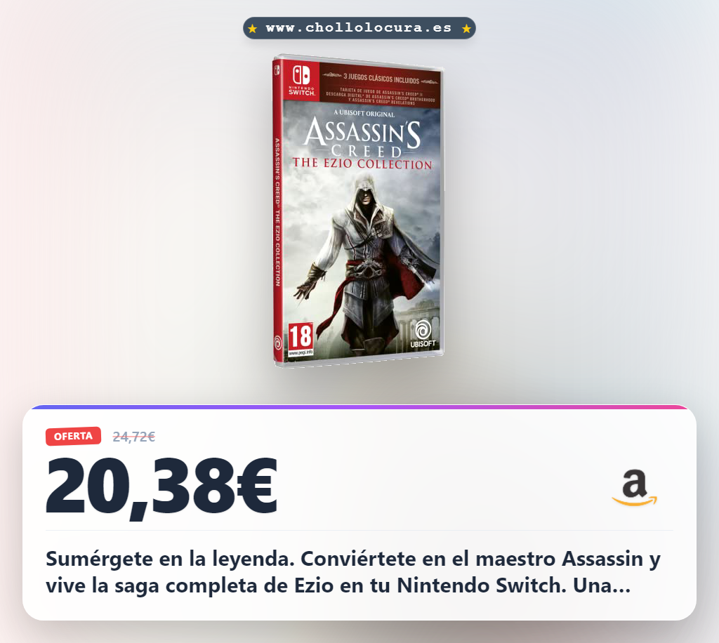 Aprovecha la colección Assassin's Creed The Ezio para Nintendo Switch. Vive la saga completa a precio de chollo