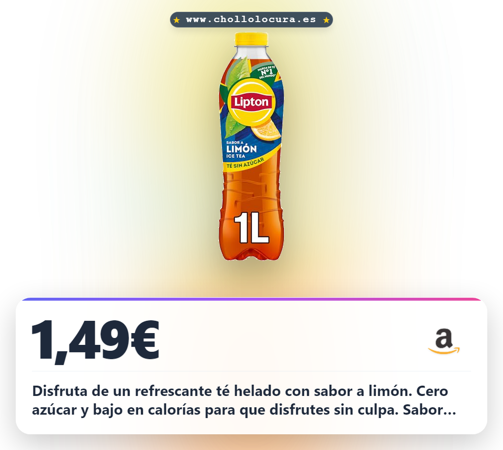Aprovecha el Lipton Té helado sabor limón sin azúcar y bajo en calorías en oferta