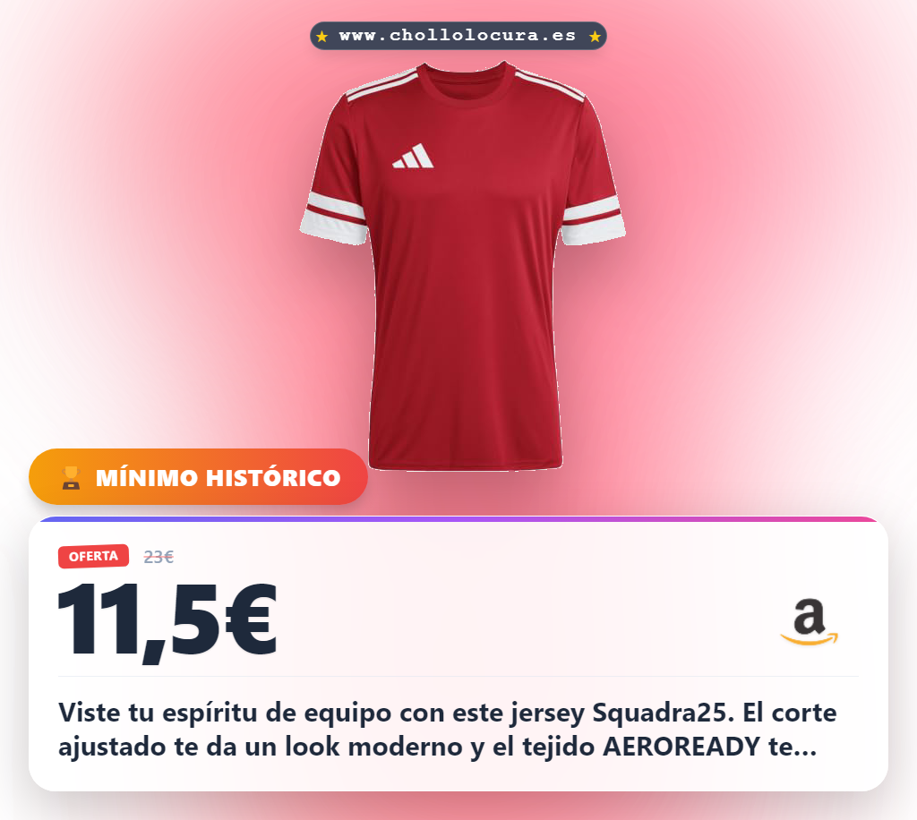 Compra la camiseta adidas Squadra25 hombre Team Power roja y blanca con ajuste perfecto al mejor precio