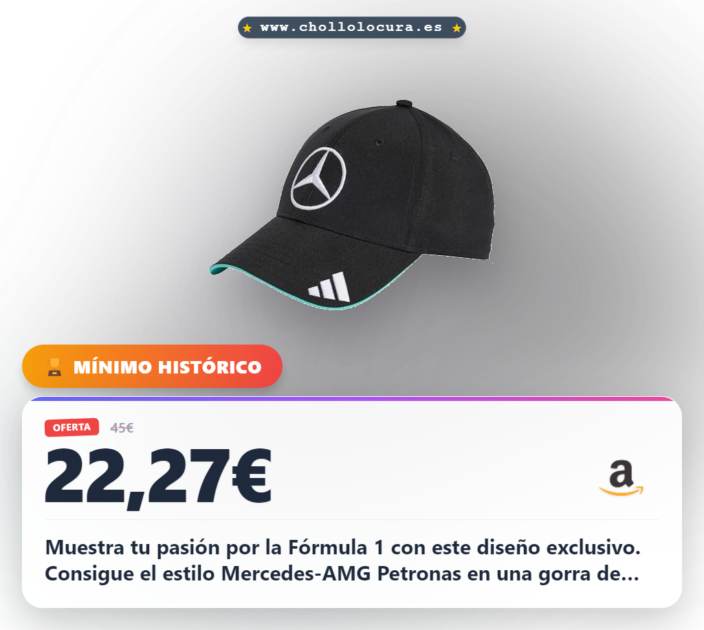 Aprovecha esta gorra Adidas Mercedes AMG Petronas Fórmula 1 Driver con logo del equipo en oferta histórica