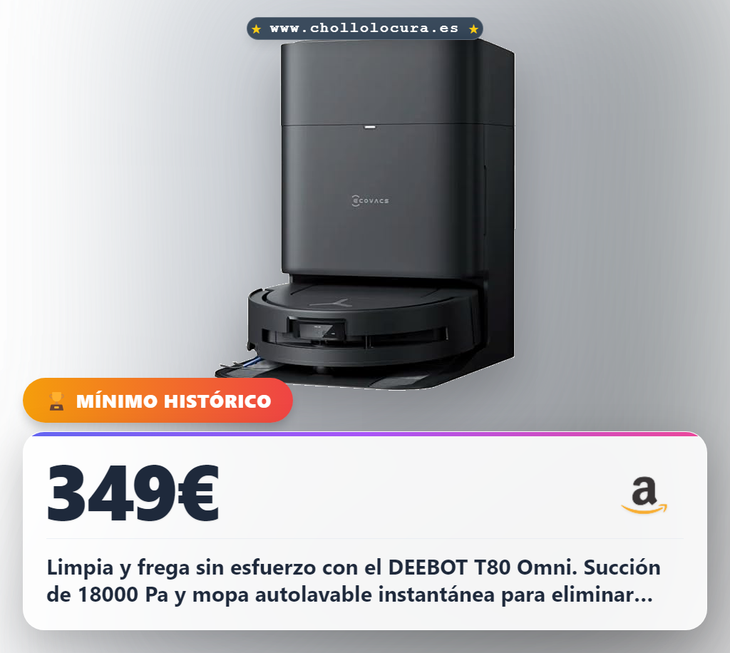 Aprovecha el robot aspirador ECOVACS DEEBOT T80 Omni con fregado y secado instantáneo al mejor precio