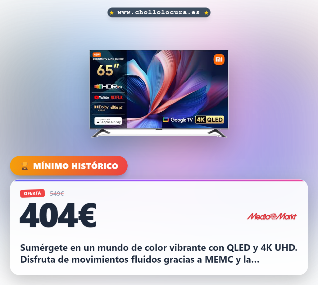 Consigue el televisor Xiaomi QLED 43 pulgadas 4K con Google TV y Dolby Audio al mejor precio