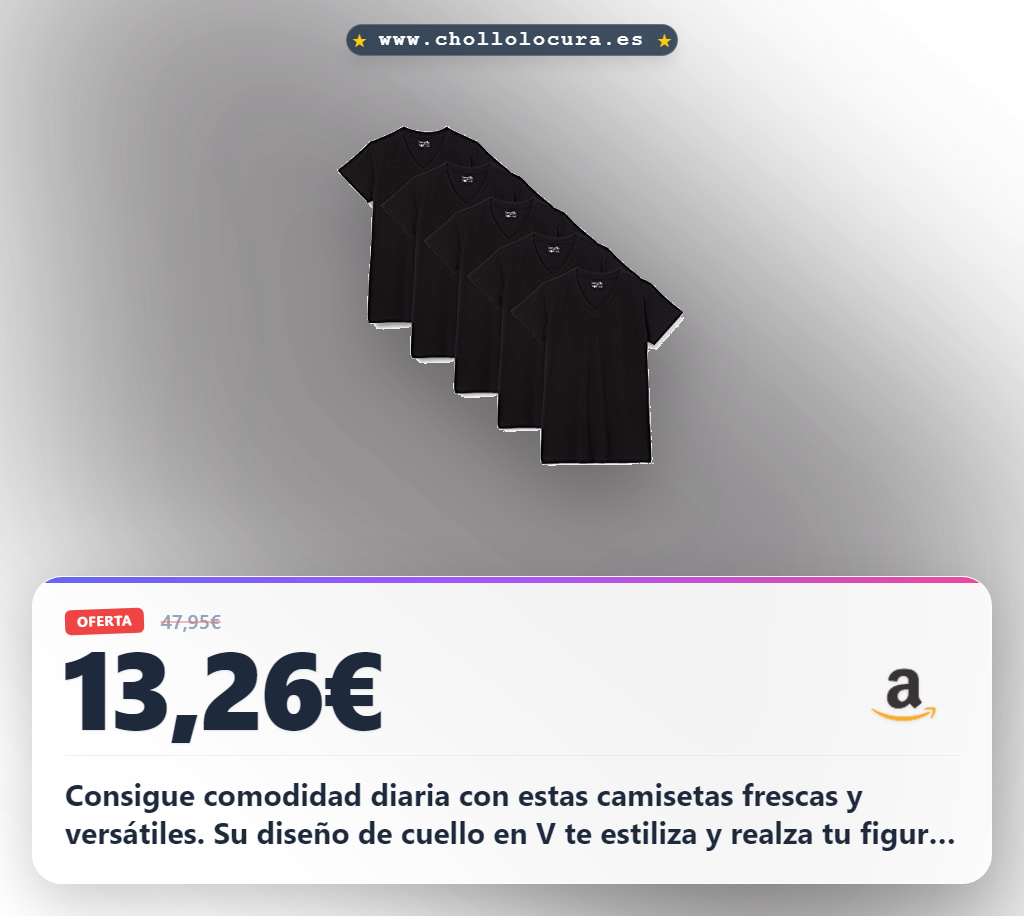 Consigue comodidad diaria con estas camisetas frescas y versátiles. Su diseño de cuello en V te estiliza y realza tu figura con un toque chic. Ideales para el día a día, combínalas con lo que quieras y hazte con este pack esencial.