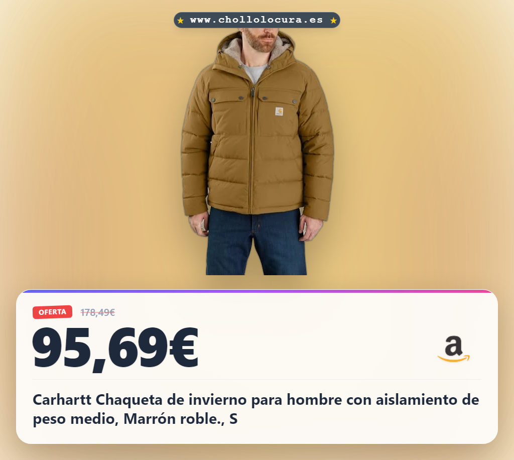 Obtén la Chaqueta Carhartt de invierno para hombre Marrón roble con aislamiento y protección Wind Fighter al mejor precio