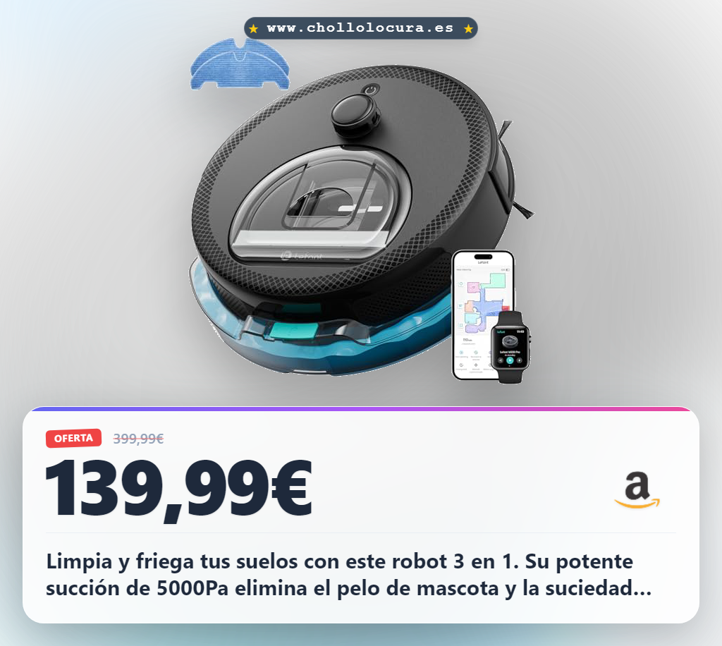 Consigue el robot aspirador y fregasuelos 3 en 1 Lefant M330 Pro con mapeo láser 360° y succión 5000Pa al mejor precio del año