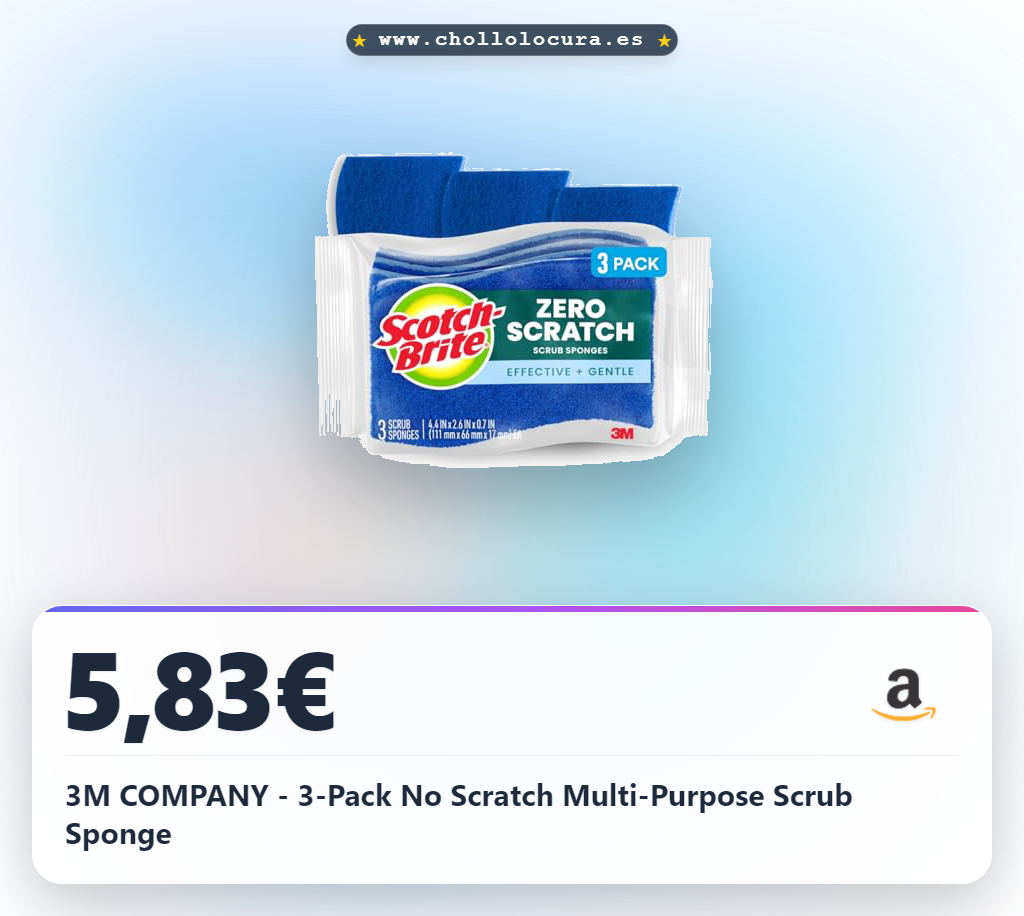 Consigue las esponjas multiusos 3M COMPANY sin rayar para platos y sartenes al mejor precio de oferta