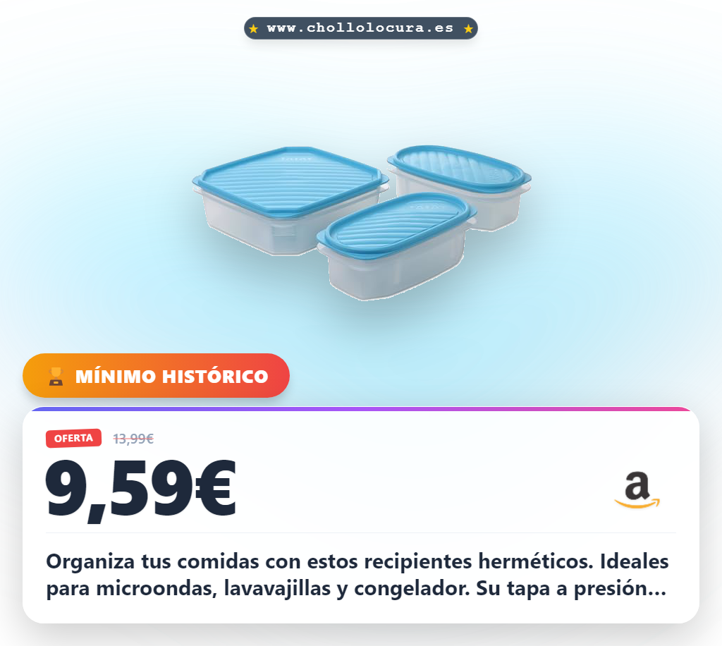 Aprovecha estos recipientes herméticos Tatay Top Flex Set de 3 para alimentos en oferta histórica