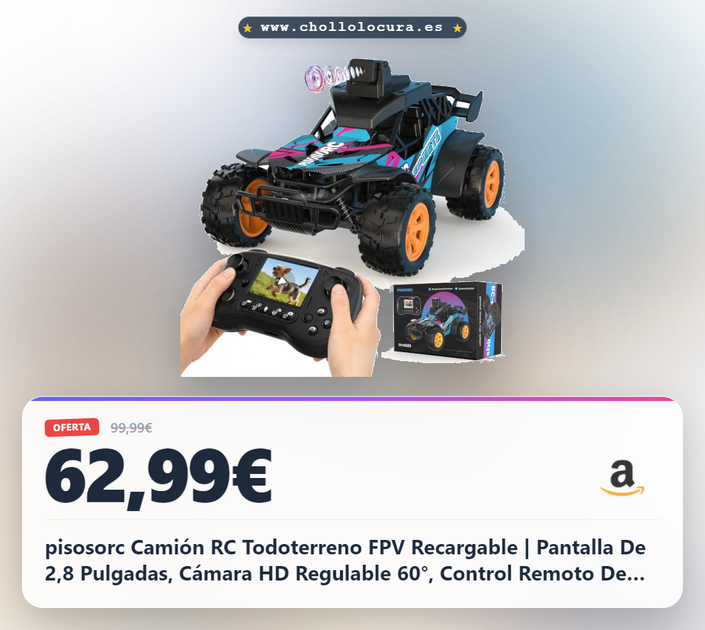 Consigue el Camión RC Todoterreno FPV con cámara HD y pantalla de 2.8" | Recargable al mejor precio