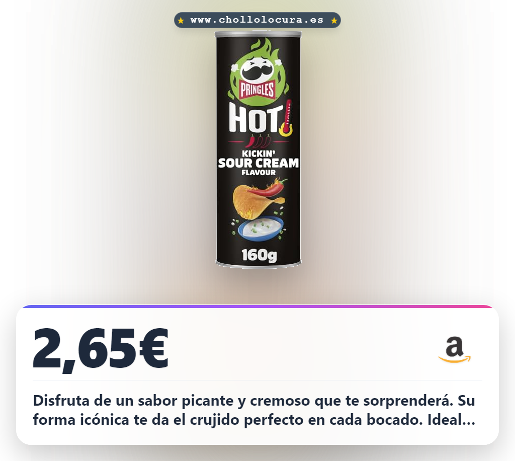 Aprovecha los Pringles Hot Kickin' Sour Cream picantes en formato resellable al mejor precio de chollo