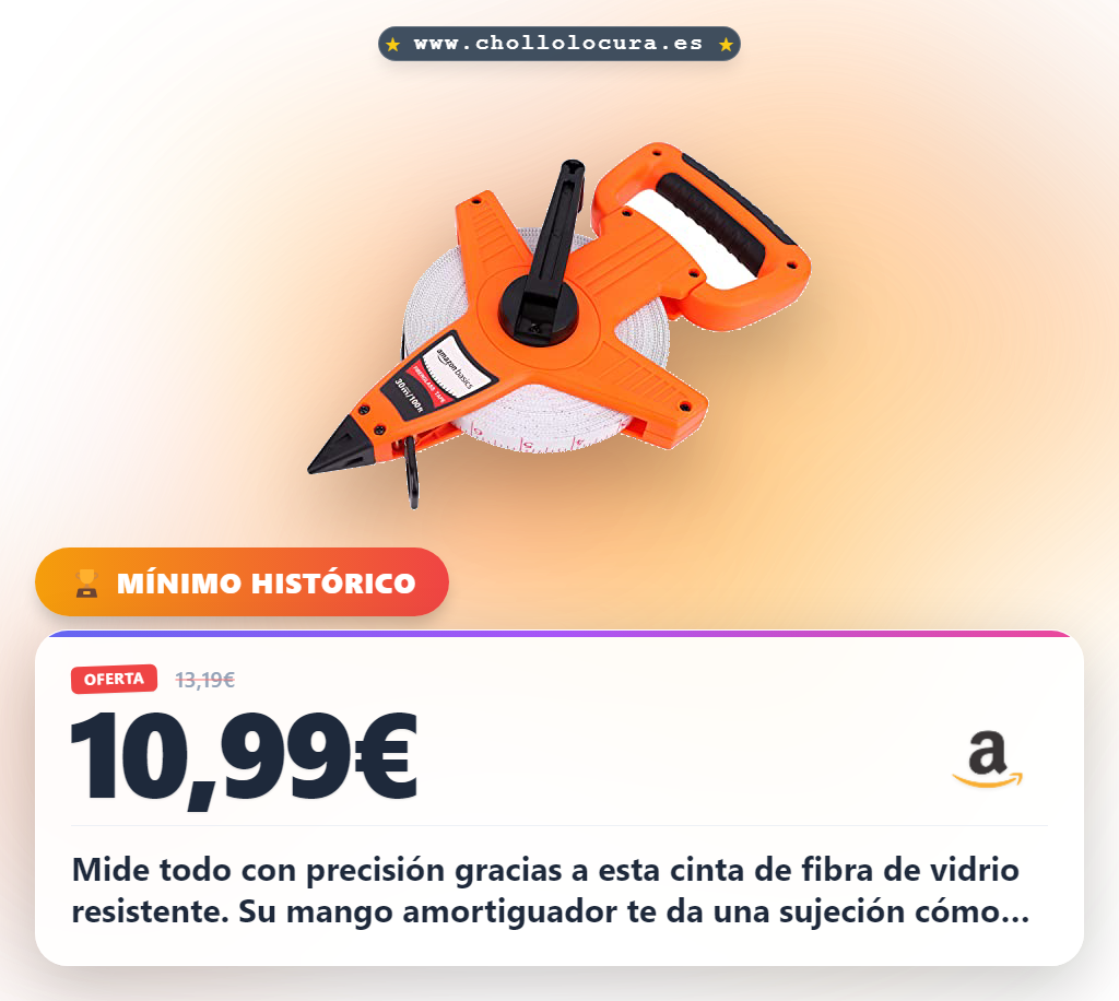 Logra medir con seguridad esta cinta métrica de fibra de vidrio de 30 metros resistente a los golpes al mejor precio en oferta