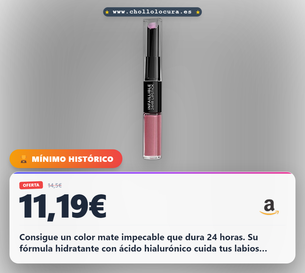 Disfruta el pintalabios L'Oréal Paris Infalible 24h rosa Teaberry: acabado mate hidratante y sin manchas al mejor precio.
