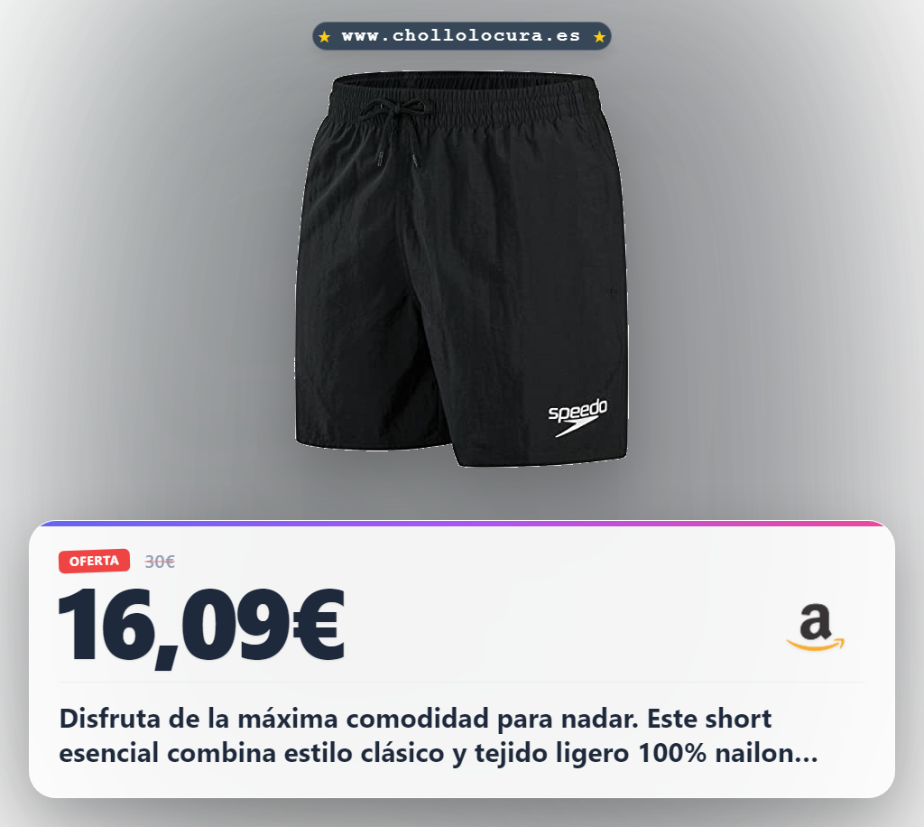 Consigue los shorts de baño Speedo Essential negro para hombre con tejido de nailon reciclado al mejor precio