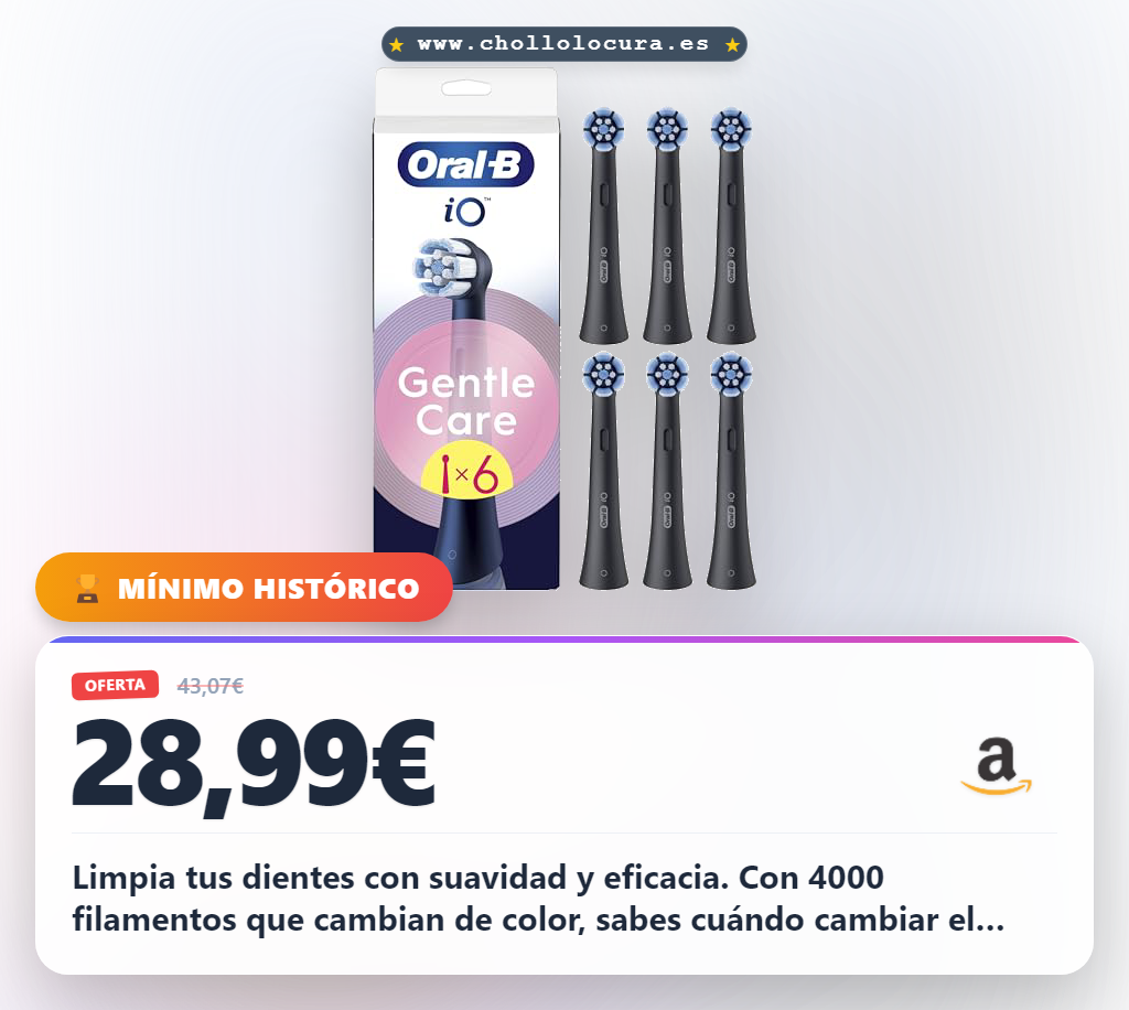 Consigue cabezales de recambio Oral-B iO Gentle Care con 4000 filamentos para limpieza delicada