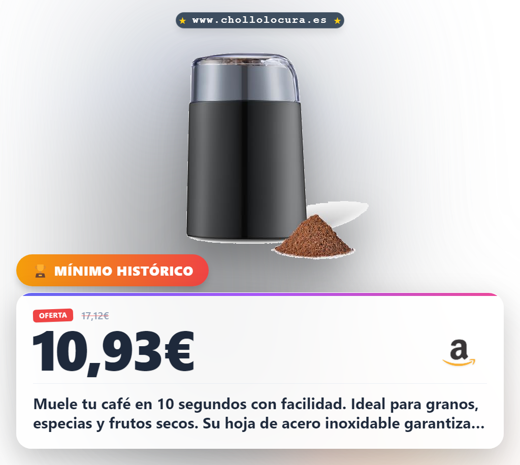 Consigue el molinillo de café eléctrico Amazon Basics negro para una molienda perfecta en oferta
