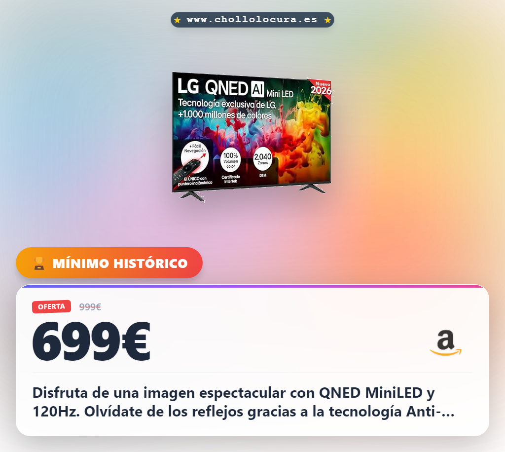 Consigue el televisor LG QNED MiniLED 75 pulgadas 4K con procesador AI y sin reflejos al mejor precio