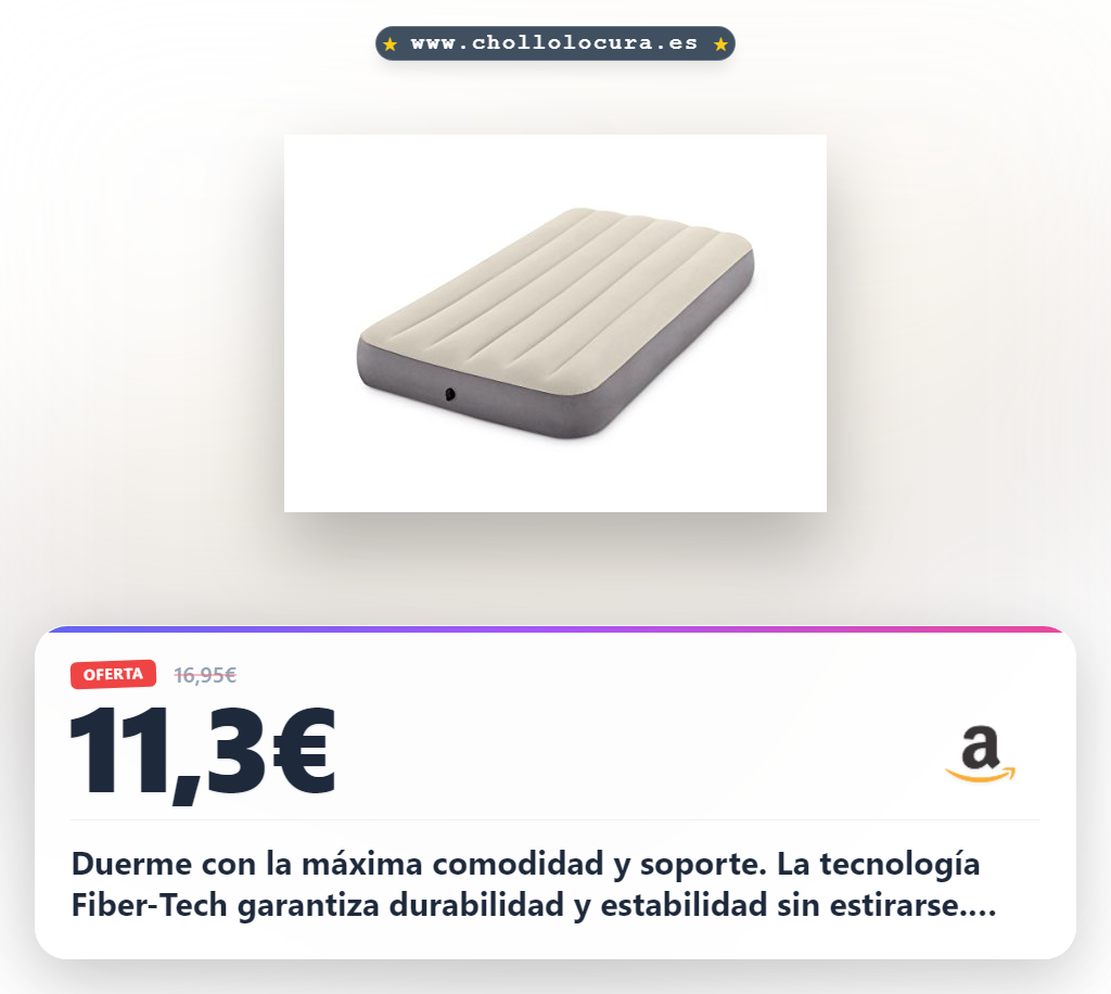 Aprovecha el colchón hinchable Intex Dura-Beam Standard con tecnología Fiber-Tech y acabado crema