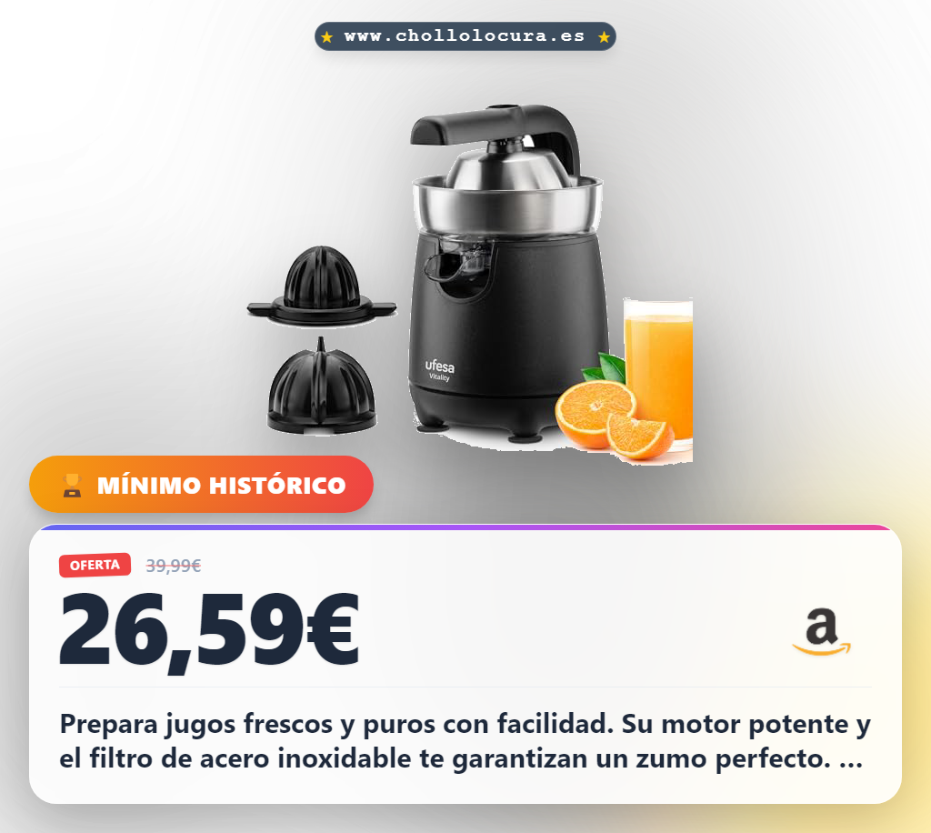 Aprovecha este exprimidor eléctrico de brazo con filtro de acero inoxidable y sistema antigoteo para jugos perfectos