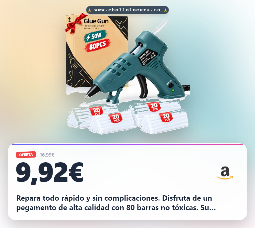 Aprovecha la pistola de silicona caliente 50W con 80 barras para reparaciones rápidas y seguras sin goteos