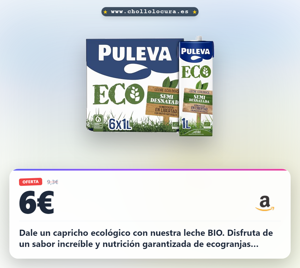 Aprovecha la leche ecológica semidesnatada BIO Puleva ECO Pack 6x1L al mejor precio para tu bienestar animal y salud