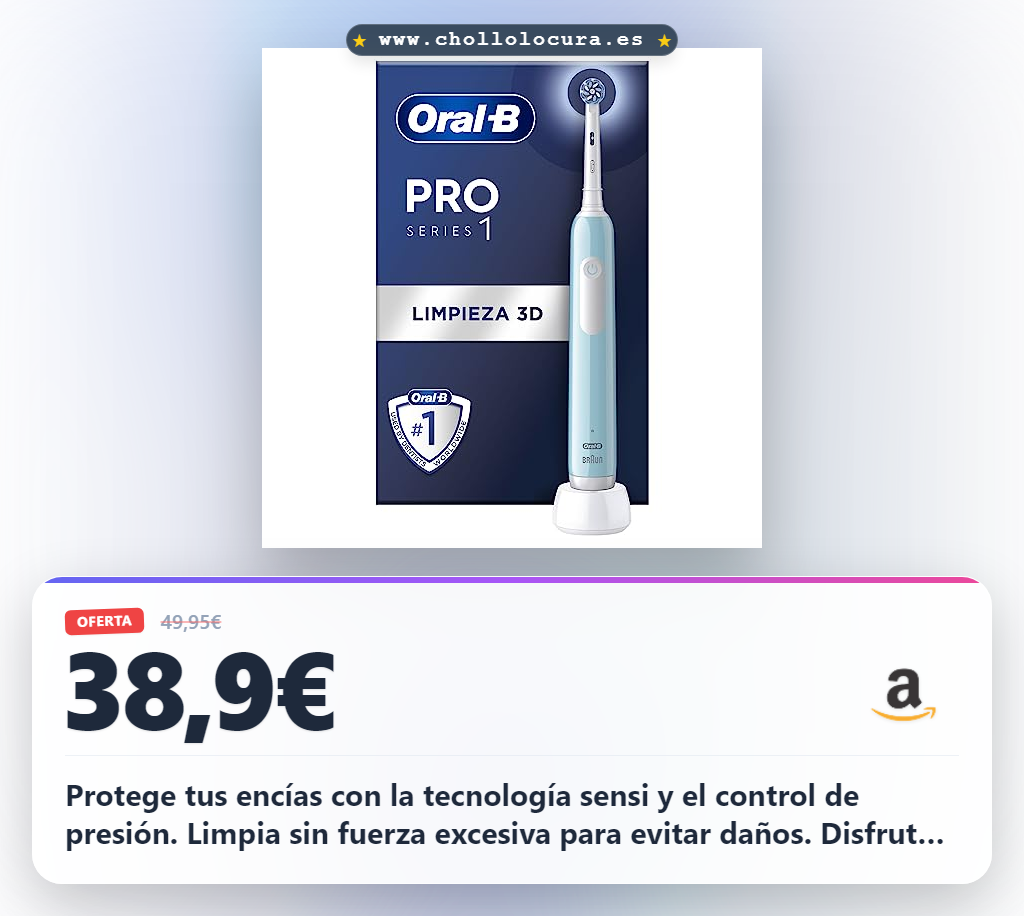 Aprovecha el cepillo eléctrico Oral-B Pro Series 1 con cabezales redondos para una limpieza profunda al mejor precio