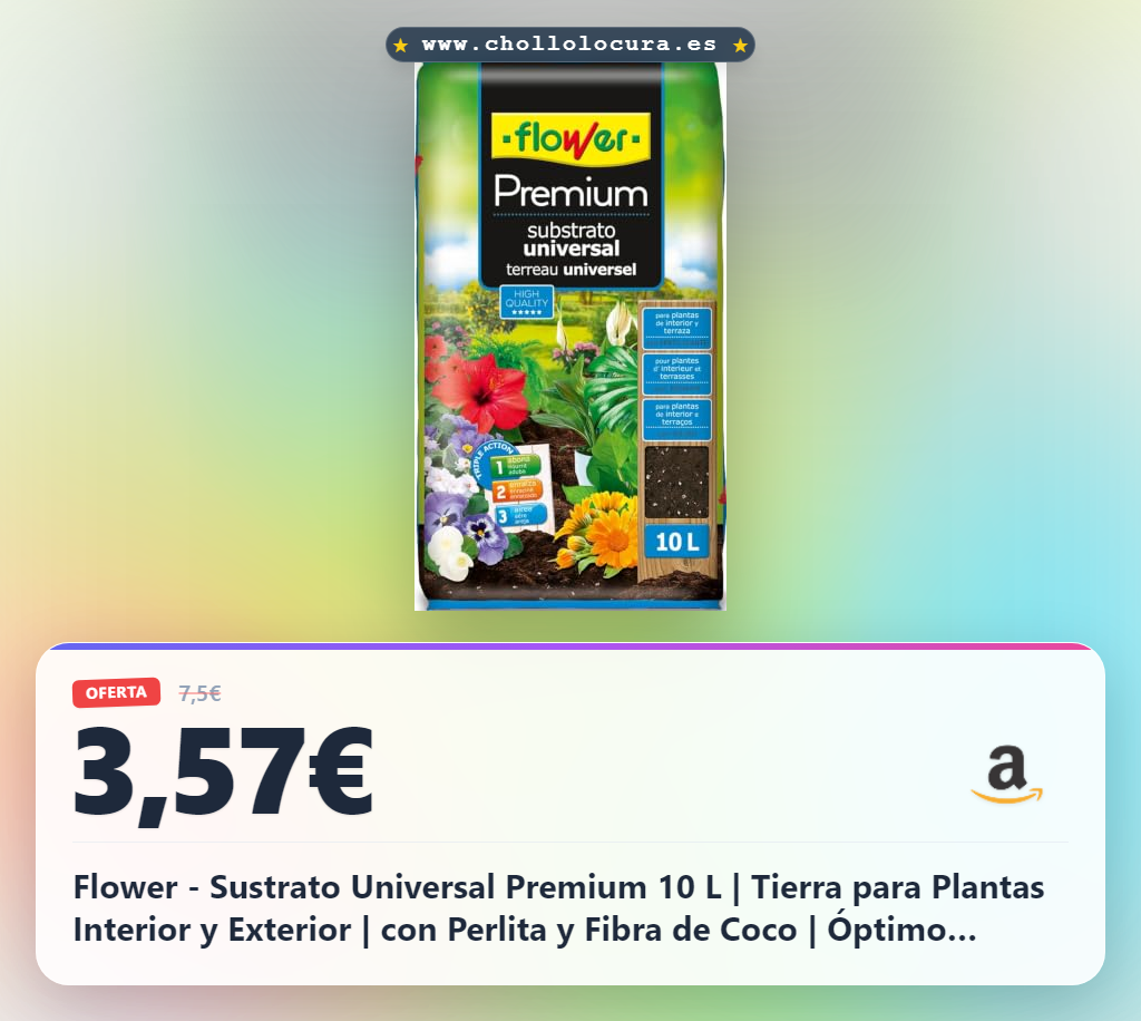 Flower - Sustrato Universal Premium 10 L | Tierra para Plantas Interior y Exterior | con Perlita y Fibra de Coco | Óptimo Drenaje, Enraizado y Aireación