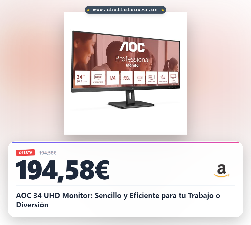 AOC 34 UHD Monitor: Sencillo y Eficiente para tu Trabajo o Diversión