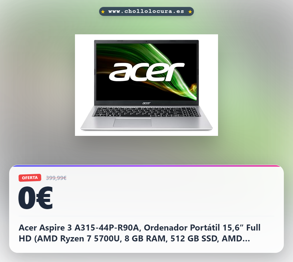 Acer Aspire 3 A315-44P-R90A, Ordenador Portátil 15,6” Full HD (‎AMD Ryzen 7 5700U, 8 GB RAM, 512 GB SSD, AMD Radeon Graphics, Windows 11 Home) Plata, Teclado QWERTY Español