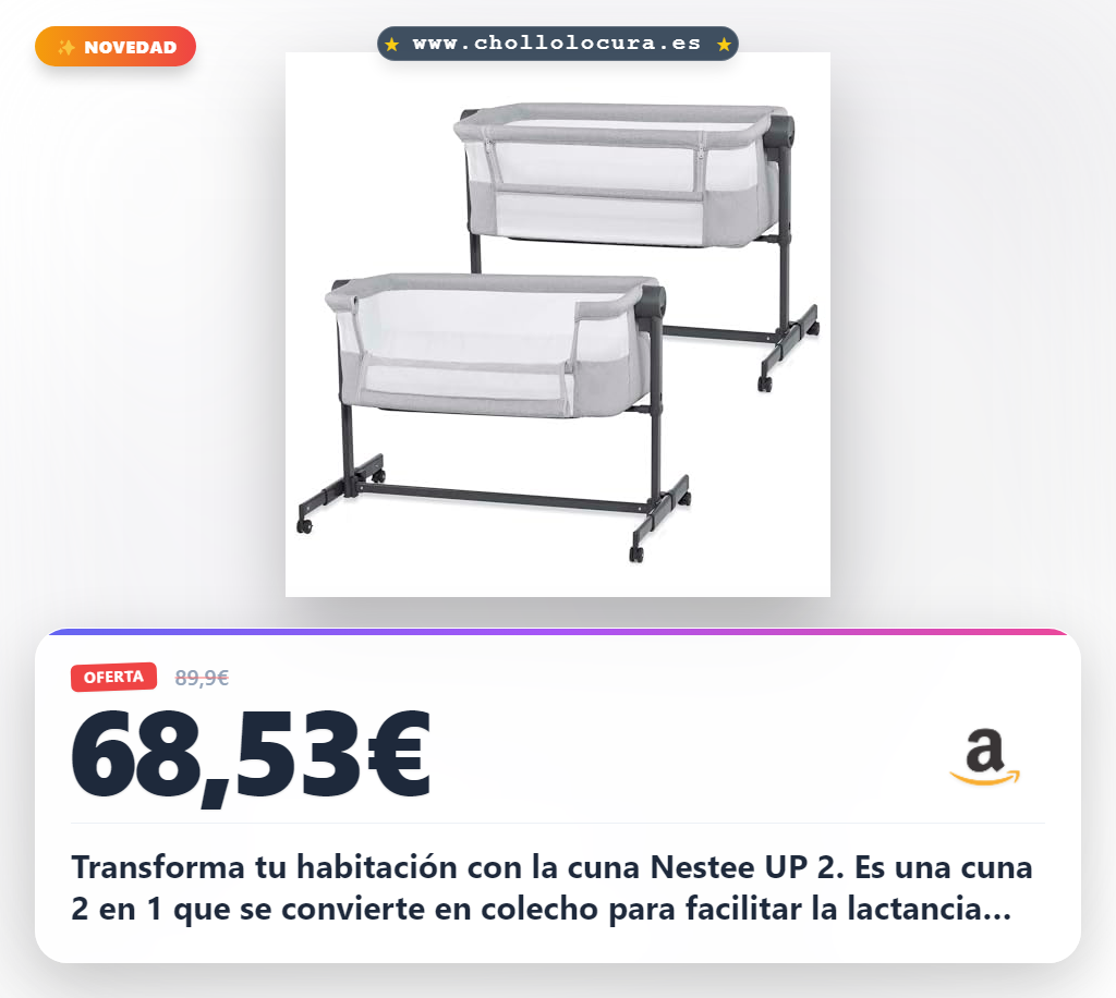 Aprovecha la cuna colecho Kinderkraft Nestee UP 2 con colchón y ruedas en oferta histórica