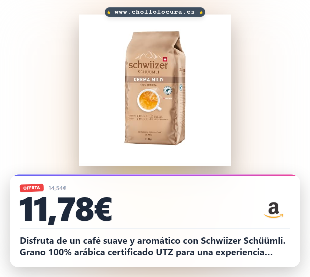 Aprovecha los Granos de Café Schwiizer Schüümli 1000g con intensidad suave y certificado UTZ