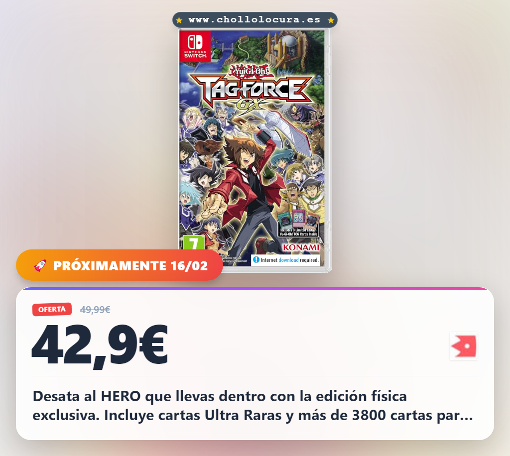 Consigue Yu-Gi-Oh! TAG FORCE GX Switch edición física exclusiva con cartas Ultra Raras y minijuegos