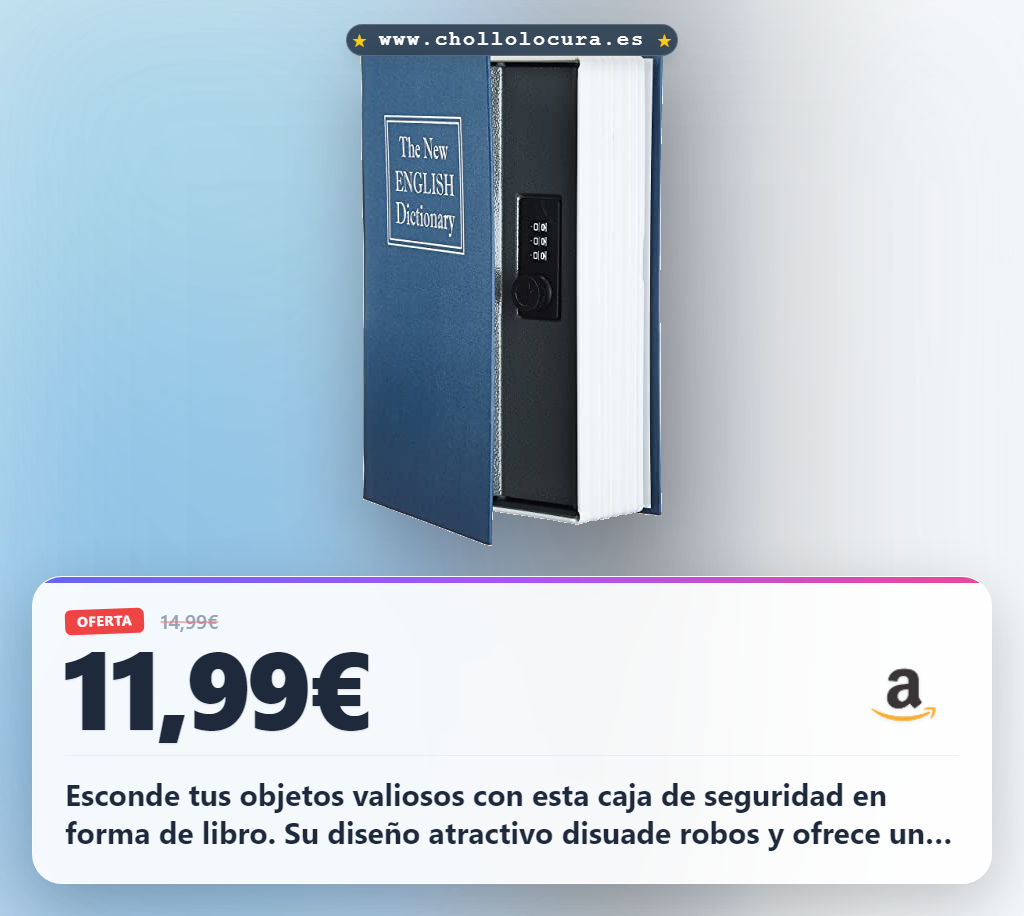 Aprovecha esta caja de seguridad portátil en forma de libro con combinación para guardar tus objetos valiosos