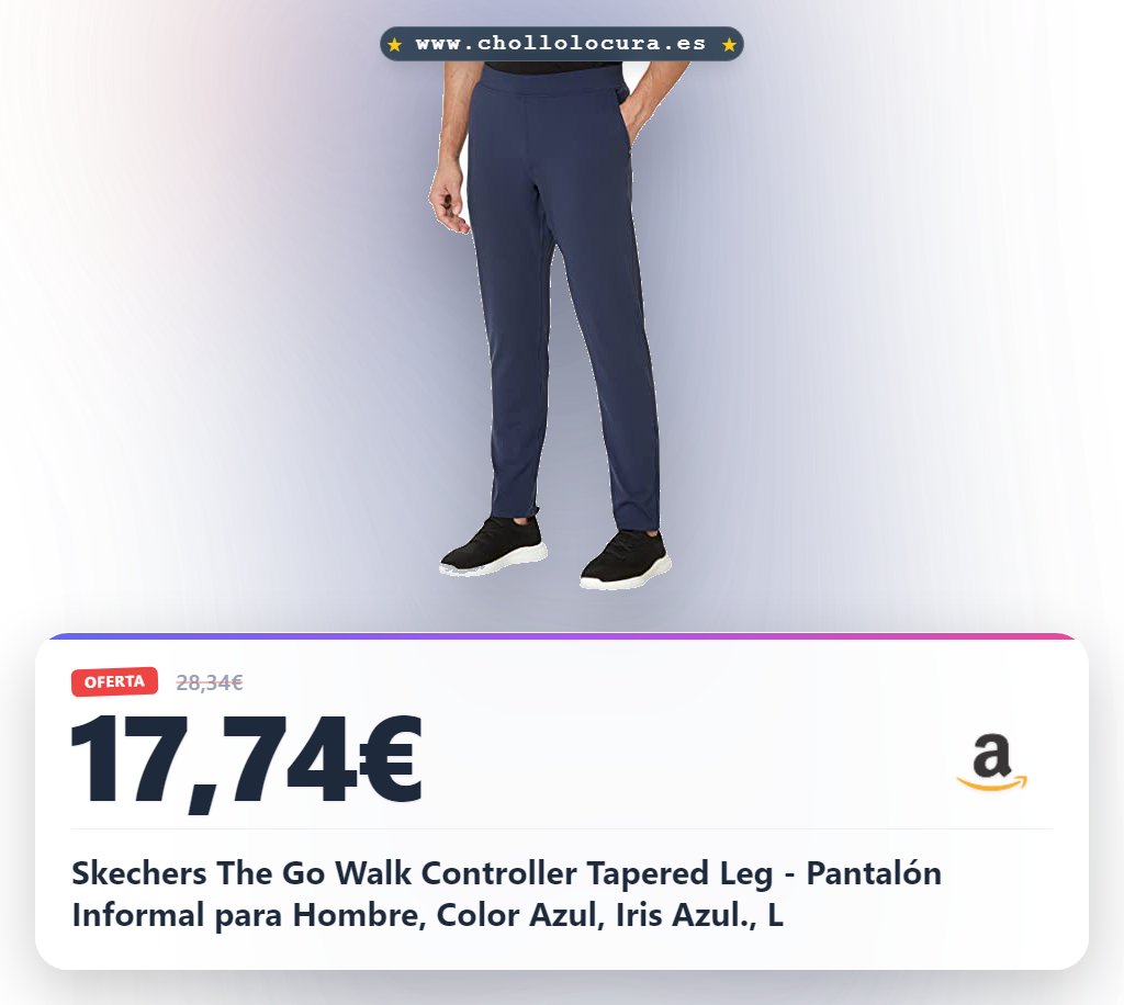 Skechers The Go Walk Controller Tapered Leg - Pantalón Informal para Hombre, Color Azul, Iris Azul., L