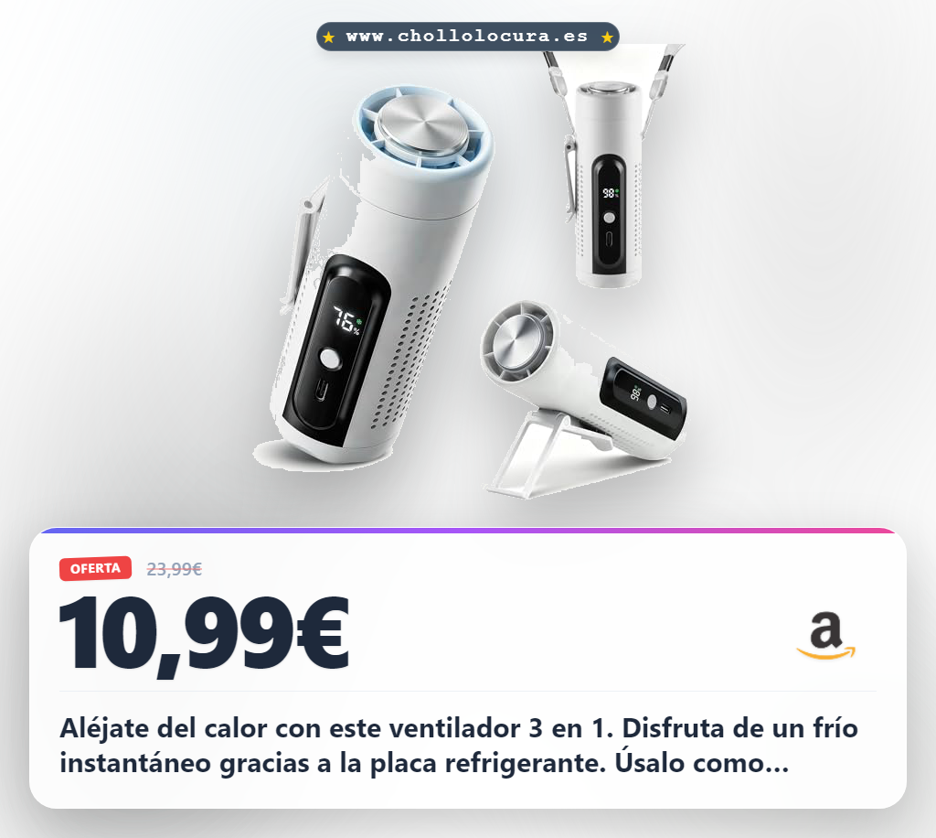 Aprovecha este ventilador portátil 3 en 1 con placa refrigerante y linterna LED para viaje y oficina al mejor precio