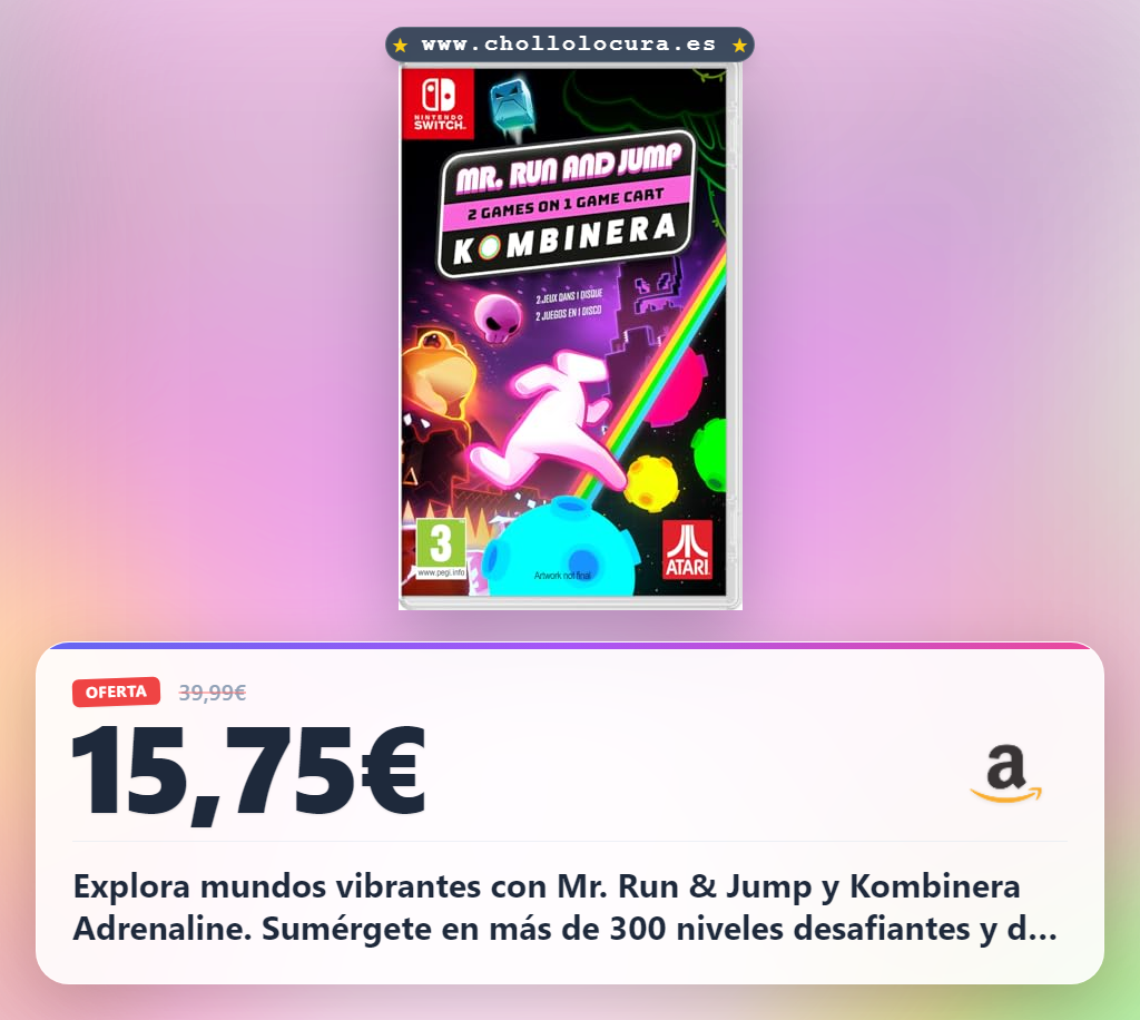 Aprovecha Mr. Run & Jump + Kombinera Adrenaline para Nintendo Switch con 300 niveles y coleccionables en oferta