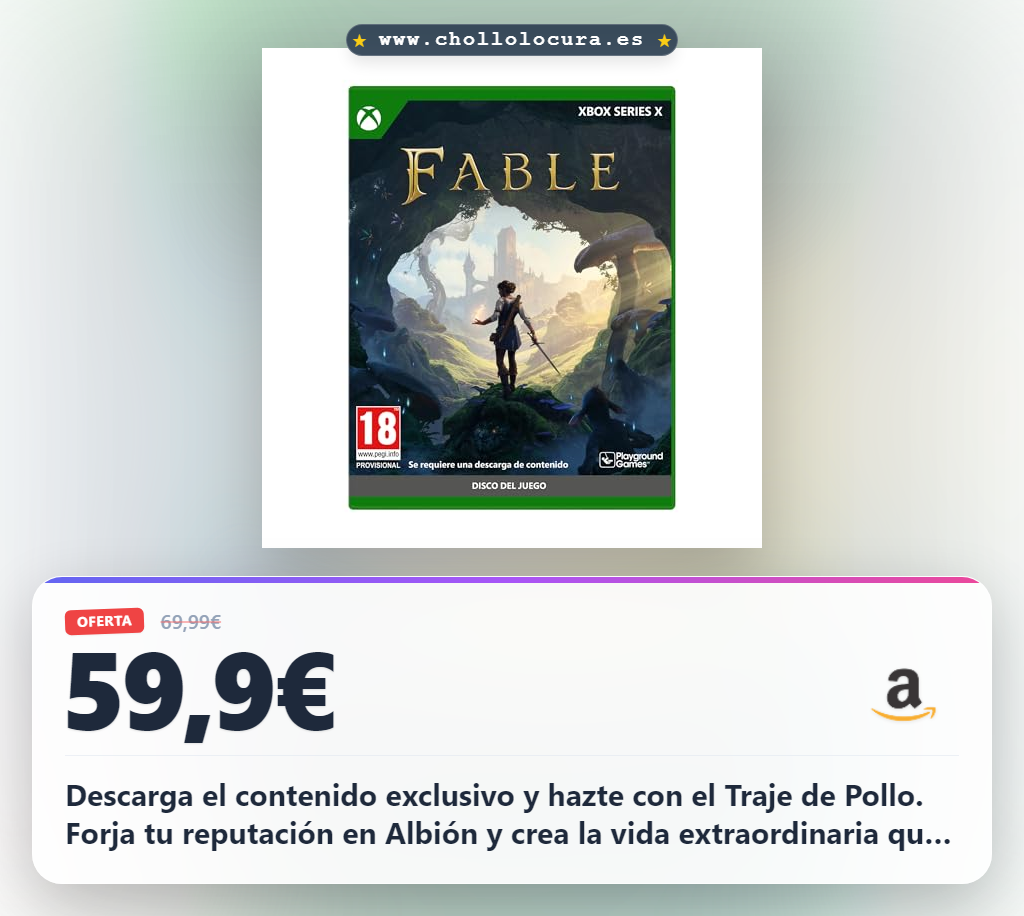 Consigue Fable para Xbox Series X con contenido exclusivo y traje de pollo al mejor precio