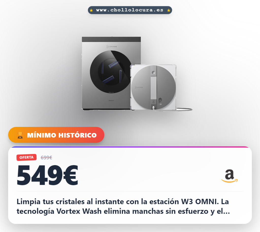 Aprovecha el robot limpiacristales ECOVACS WINBOT W3 OMNI con autolavado y TruEdge en oferta histórica