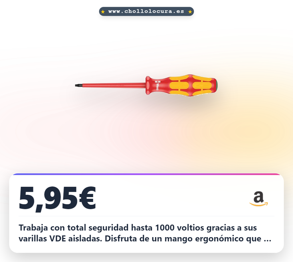 Adquiere destornillador Wera 8x80mm con varillas VDE aisladas y mango Kraftform.