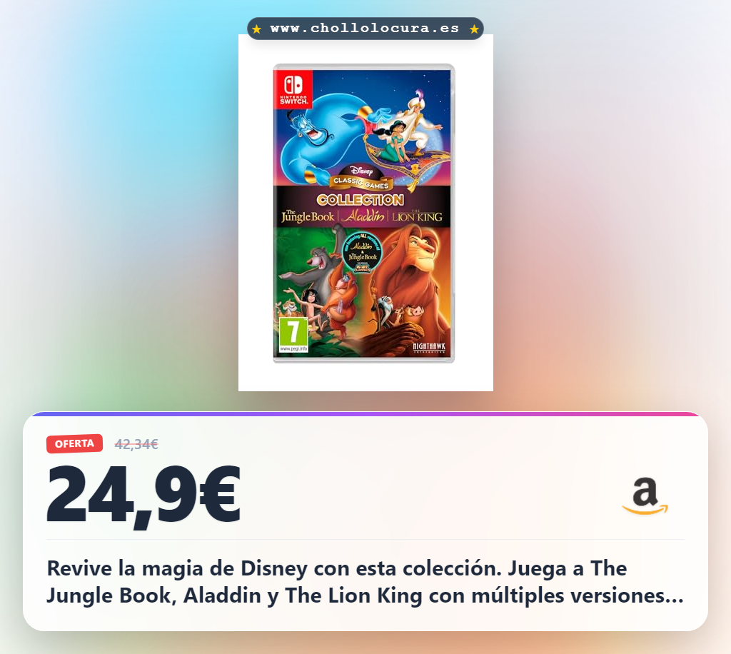 Aprovecha la colección clásica de Disney para Nintendo Switch con Aladdin, El Rey León y El Libro de la Selva