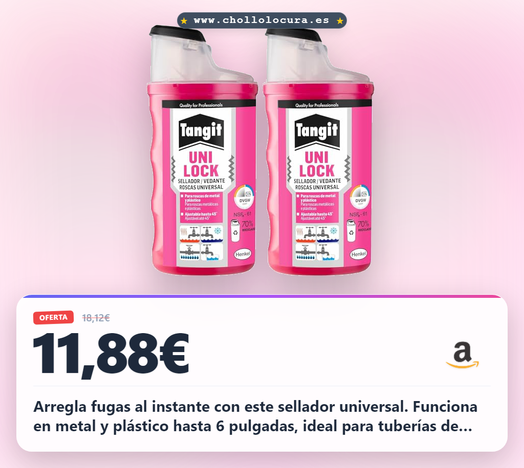 Consigue el sellador universal Tangit Uni-Lock para roscas y tuberías de metal y plástico de 6 pulgadas a precio de chollo