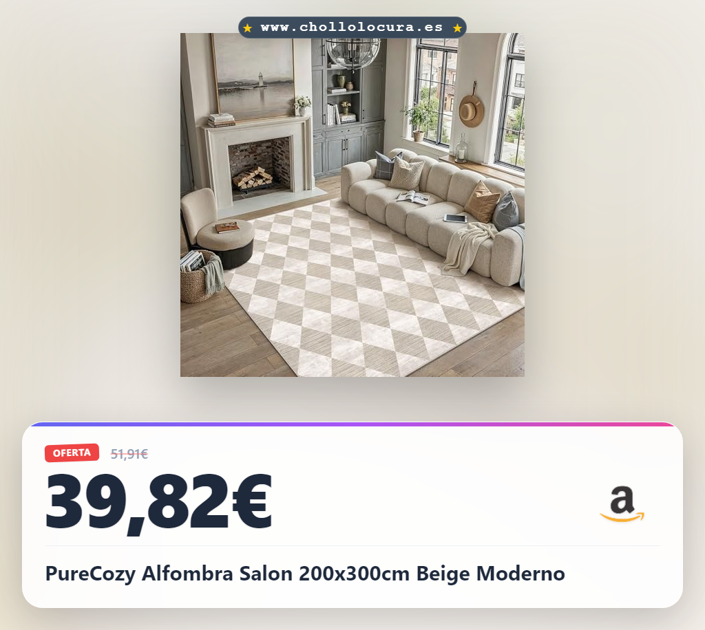 PureCozy Alfombra Salon 200x300cm Beige Moderno