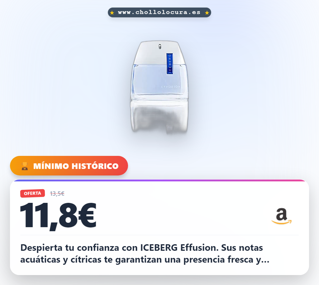 Obtén el perfume ICEBERG Effusion Men EDT 75ml fresco y potente. ¡Stock limitado a precio de chollo!