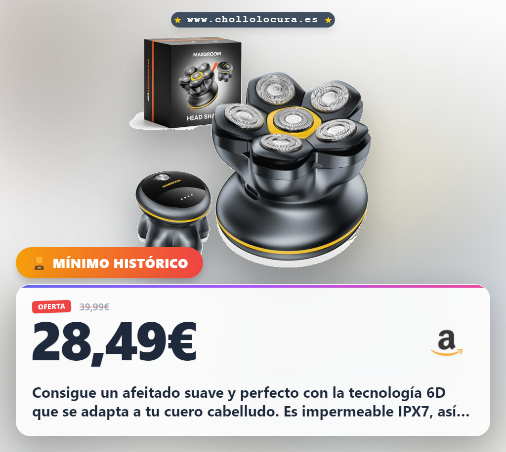 Aprovecha la afeitadora MAXGROOM 6D para hombre. Consigue un afeitado suave con cabezales flotantes y protección IPX7. Carga rápida.