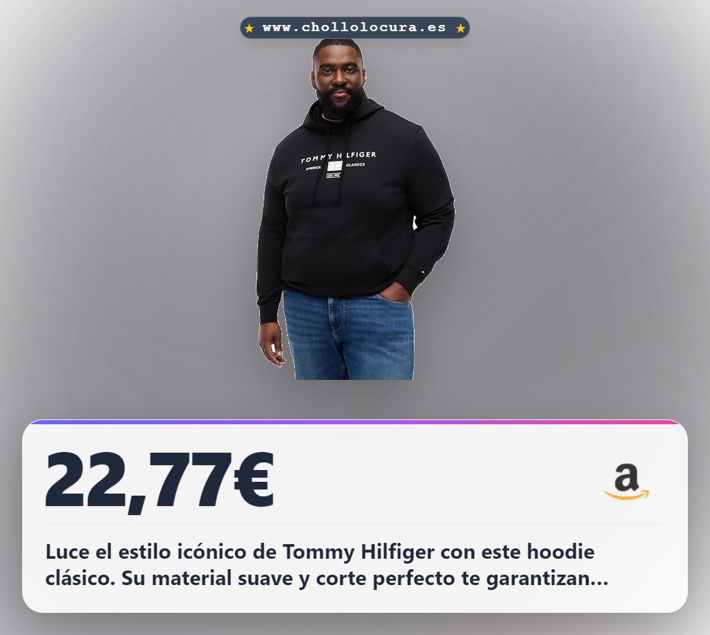 Luce el estilo icónico de Tommy Hilfiger con este hoodie clásico. Su material suave y corte perfecto te garantizan máxima comodidad para el día a día. Ideal para hacer deporte o para cualquier ocasión, es la prenda perfecta que necesitas.