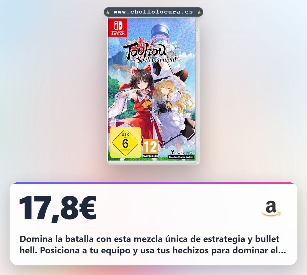 Aprovecha Touhou Spell Carnival Day One para Nintendo Switch. Estrategia RPG y bullet hell al mejor precio. ¡Disfruta la acción!
