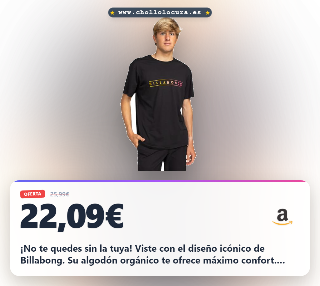 Obtén esta camiseta Billabong Unity de algodón orgánico. Diseño icónico en oferta histórica. ¡Últimas unidades!