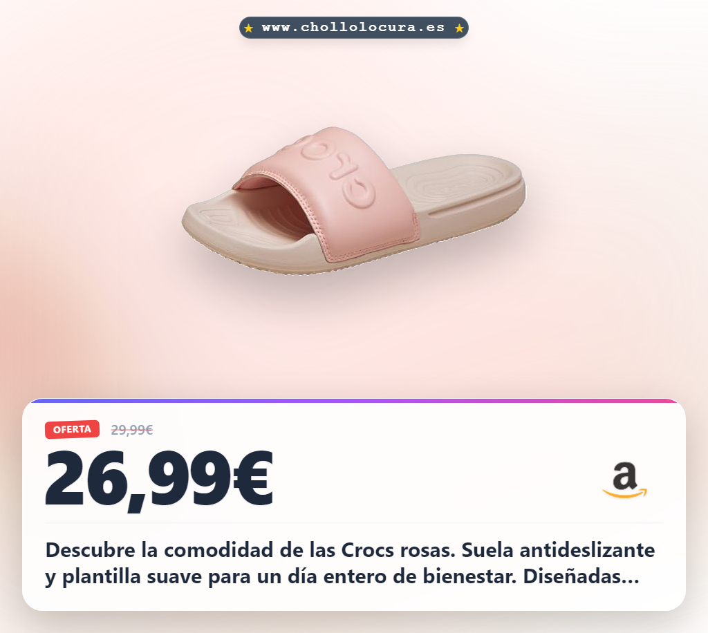 Descubre la comodidad de las Crocs rosas. Suela antideslizante y plantilla suave para un día entero de bienestar. Diseñadas para darte estilo y máxima tracción sin sacrificar tu confort.