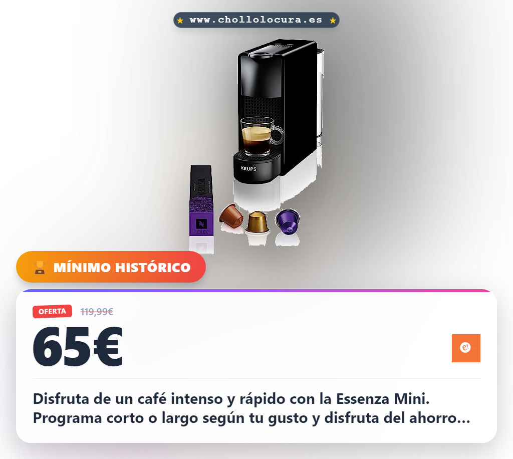 Aprovecha la cafetera Nespresso Essenza Mini ultracompacta con sistema intenso y ahorro de energía en oferta
